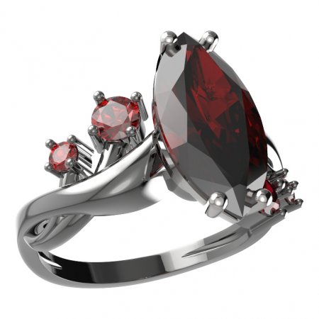 BG ring oval 481-P - Metal: Silver 925 - rhodium, Stone: Garnet