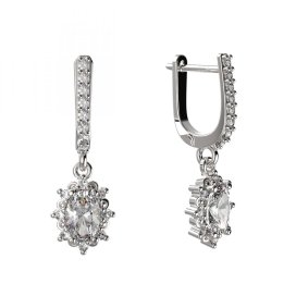 BG zlaté diamantové náušnice ovál - 953 Bílé zlato - 585 Diamant lab-grown