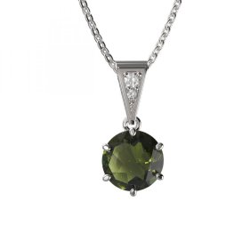 BG vltavínový přívěšek 681 Bílé zlato - 585 Vltavín a diamant