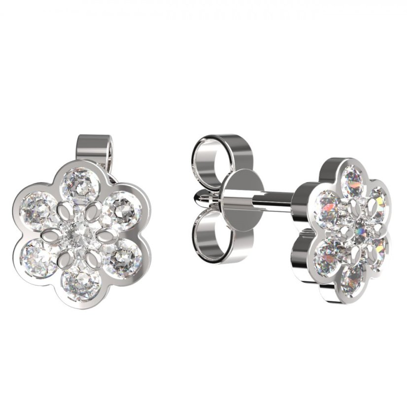 BG zlaté náušnice 866 Bílé zlato - 585 Diamant