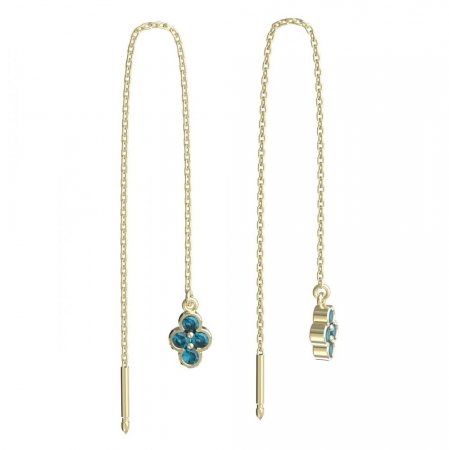 BeKid, Gold kids earrings -295 - Switching on: Chain 9 cm, Metal: Yellow gold 585, Stone: Light blue cubic zircon