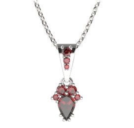 BG přívěs kapkovitý 258-2 Stříbro 925 - rhodium Granát