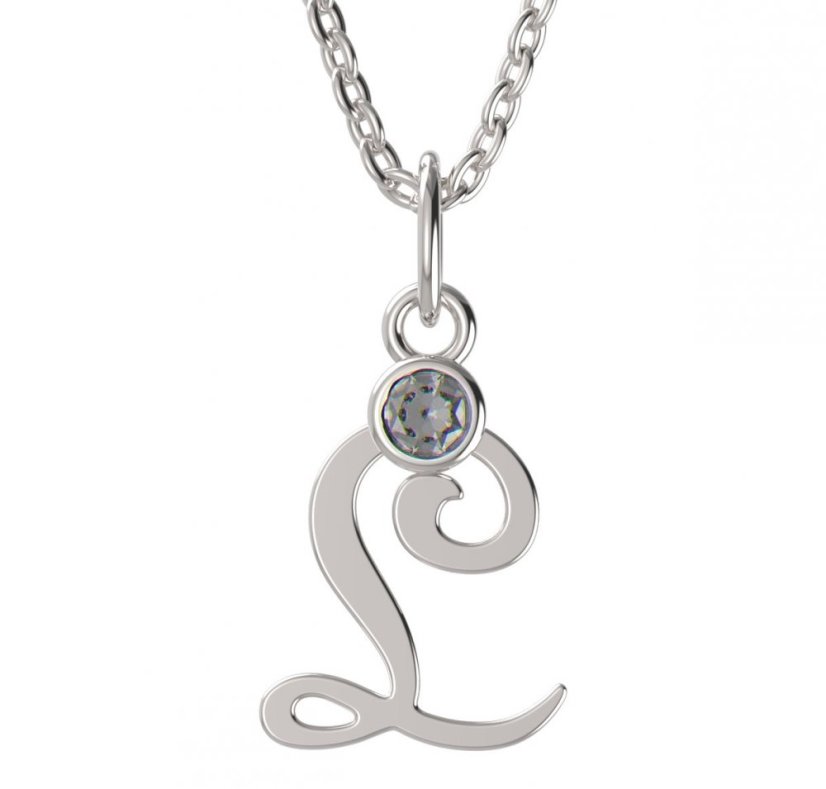 BeKid dětský zlatý přívěsek písmenko L - 1321 Bílé zlato - 585 Diamant