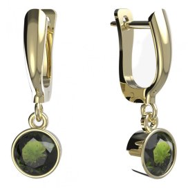 BG zlaté vltavínové náušnice 724 Žluté zlato - 585 Vltavín