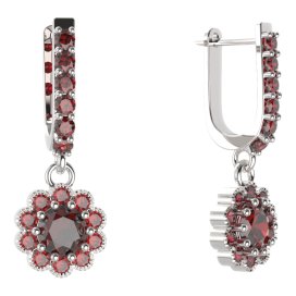 BG kulaté náušnice 149-94 Stříbro 925 - rhodium Granát