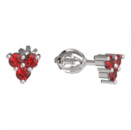 BeKid, Gold kids earrings -776 - Switching on: Screw, Metal: White gold 585, Stone: Red cubic zircon