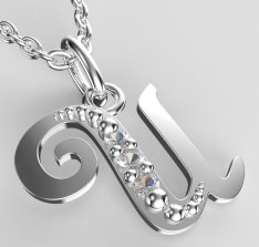BeKid dětský zlatý přívěsek písmenko U - 1529 Bílé zlato - 585 Diamant