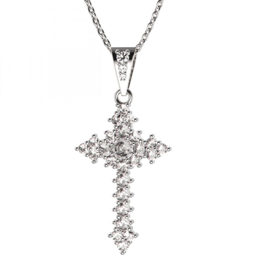BG zlatý diamantový přívěšek křížek 264 Bílé zlato - 585 Diamant lab-grown