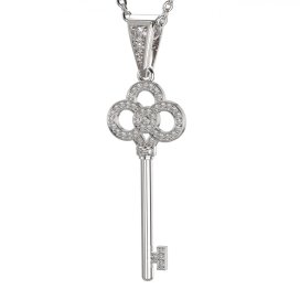 BG zlatý (stříbrný) přívěšek - klíč 612 Stříbro 925 - rhodium Bílý kubický zirkon