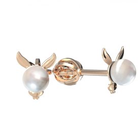 BeKid dětské náušnice uši Oslík s perlou 1396 Růžové zlato 585 (30-90dní) Bílá perla