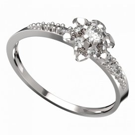 BG zlatý prstýnek 878 D Bílé zlato - 585 Diamant