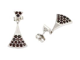 BG náušnice český přírodní granát  1122 Bílé zlato - 585 Granát