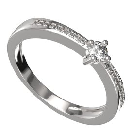 BG zlatý  prstýnek 1441 /zásnubní-snubní/ Bílé zlato - 585 Diamant