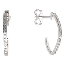 BG zlaté náušnice 1350 Bílé zlato - 585 Bílý kubický zirkon