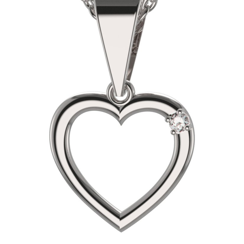 BG zlatý přívěšek srdíčko 1260 Bílé zlato - 585 Diamant