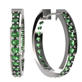 BG zlaté náušnice 808 Bílé zlato - 585 Zelený kubický zirkon