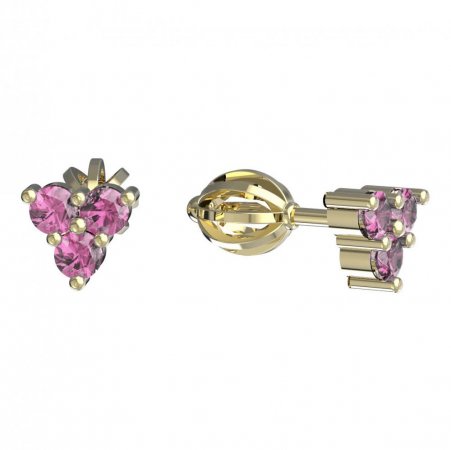BeKid, Gold kids earrings -776 - Switching on: Screw, Metal: Yellow gold 585, Stone: Pink cubic zircon