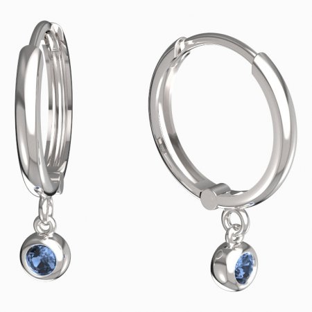 BeKid, Gold kids earrings -101 - Switching on: Circles 15 mm, Metal: White gold 585, Stone: Light blue cubic zircon