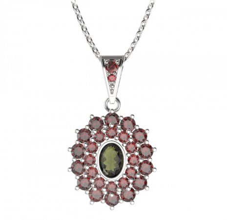 BG pendant oval 021-1 - Metal: Silver 925 - rhodium, Stone: Garnet