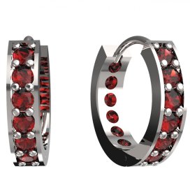BG zlaté náušnice 807 Bílé zlato - 585 Červený kubický zirkon