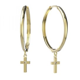 BG zlaté náušnice křížek 1105 Žluté zlato - 585 Diamant