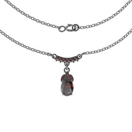 BG náhrdelník 961 Stříbro 925 - ruthenium (30-90dní) Granát