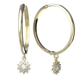 BG zlaté diamantové náušnice 987 Žluté zlato - 585 Diamant lab-grown