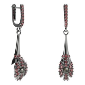 BG náušnice s přírodní perlou 537-C91 Stříbro 925 - ruthenium (30-90dní) Granát a tahiti perla