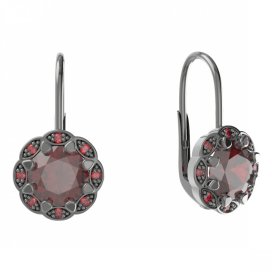 BG náušnice kulaté -  993-01 Stříbro 925 - ruthenium (30-90dní) Granát