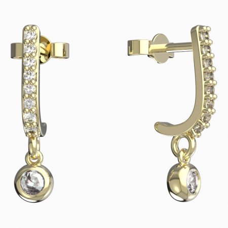 BeKid, Gold kids earrings -101 - Switching on: Circles 12 mm, Metal: White gold 585, Stone: Pink cubic zircon