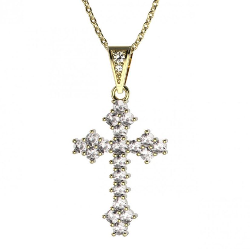 BG zlatý diamantový přívěšek křížek 263 Žluté zlato - 585 Diamant lab-grown