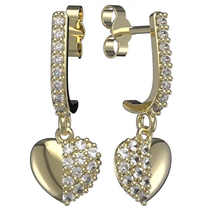BG zlaté náušnice srdíčko 865 Žluté zlato - 585 Diamant