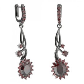 BG náušnice s centrálním oválným kamenem 516-P93 Stříbro 925 - ruthenium (30-90dní) Granát