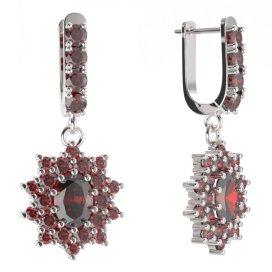 BG oválné náušnice 249-96 Stříbro 925 - rhodium Granát
