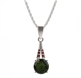 BG přívěs kruhového tvaru 474-G Stříbro 925 - rhodium Vltavín a granát