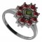 BG ring circular 017-I - Metal: Silver 925 - rhodium, Stone: Garnet