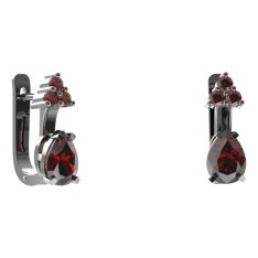 BG náušnice s centrálním kapkovitým kamenem 495-87 Stříbro 925 - ruthenium (30-90dní) Granát