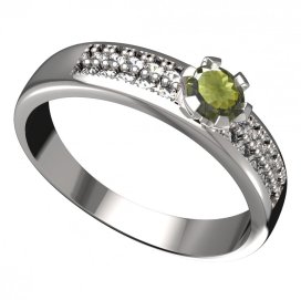 BG vltavínový prsten 556F Bílé zlato - 585 Vltavín a diamant