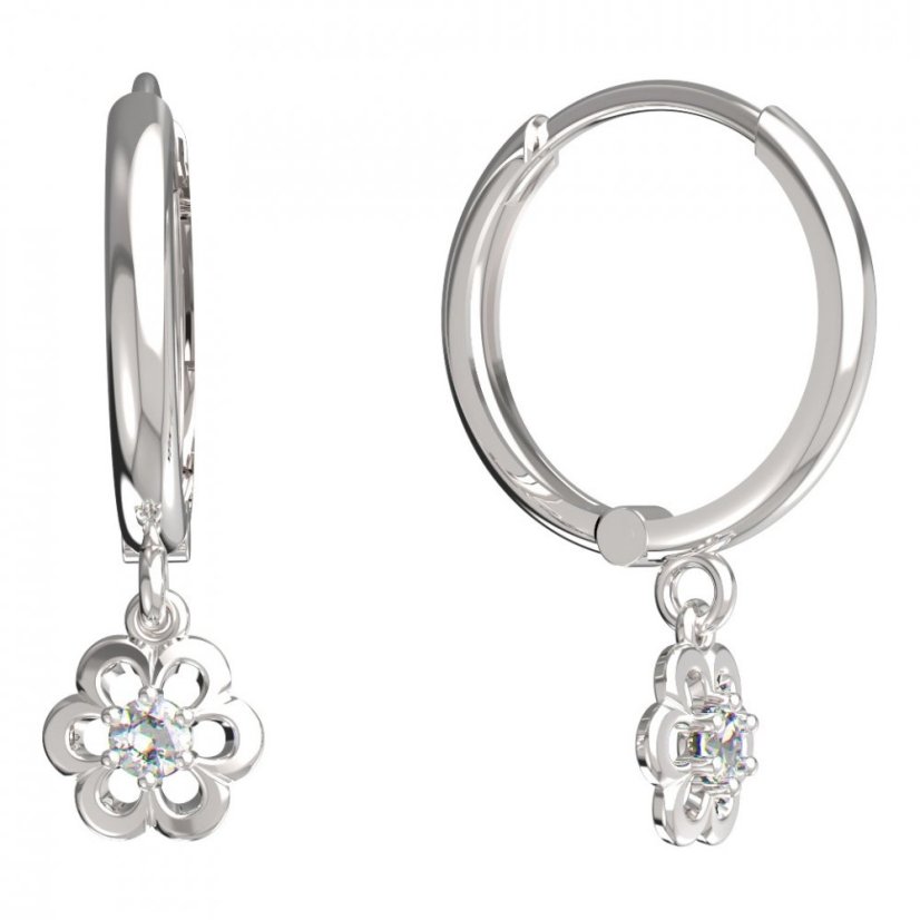 BeKid dětské náušnice šestilístek 842 Bílé zlato - 585 Diamant