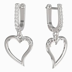 Bg náušnice srdíčko 1165 Bílé zlato - 585 Diamant