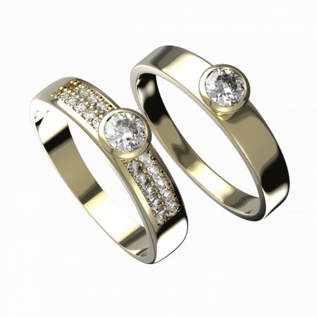 BG zlatý snubní prsten F/555m - Kov: Žluté zlato 585, Kámen: Bílý kubický zirkon