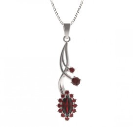 BG přívěs s centrálním oválným kamenem 504-P Stříbro 925 - rhodium Granát