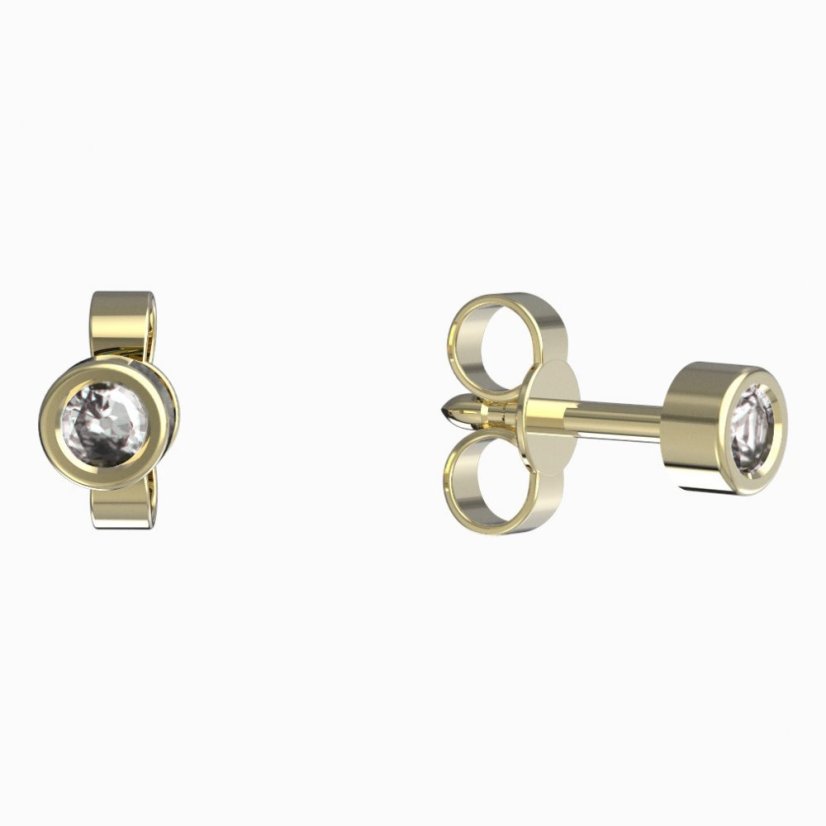 BeKid dětské náušnice 767 Žluté zlato - 585 Diamant