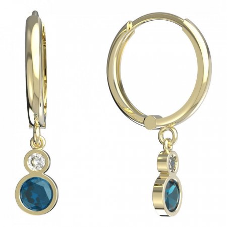 BeKid, Gold kids earrings -864 - Switching on: Circles 15 mm, Metal: Yellow gold 585, Stone: Light blue cubic zircon