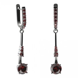 BG náušnice kruhového tvaru 474-B94 Stříbro 925 - ruthenium (30-90dní) Granát