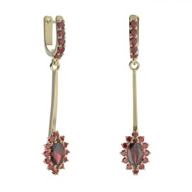 BG náušnice s centrálním oválným kamenem 504-A93 Stříbro 925 - pozlacené Granát