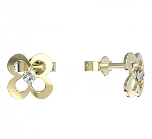 BeKid, Gold kids earrings -829 - Switching on: Brizura 0-3 roky, Metal: Yellow gold 585, Stone: White cubic zircon