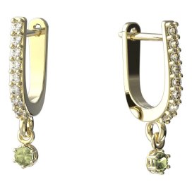 BeKid dětské náušnice 1292 Žluté zlato - 585 Zelený kubický zirkon