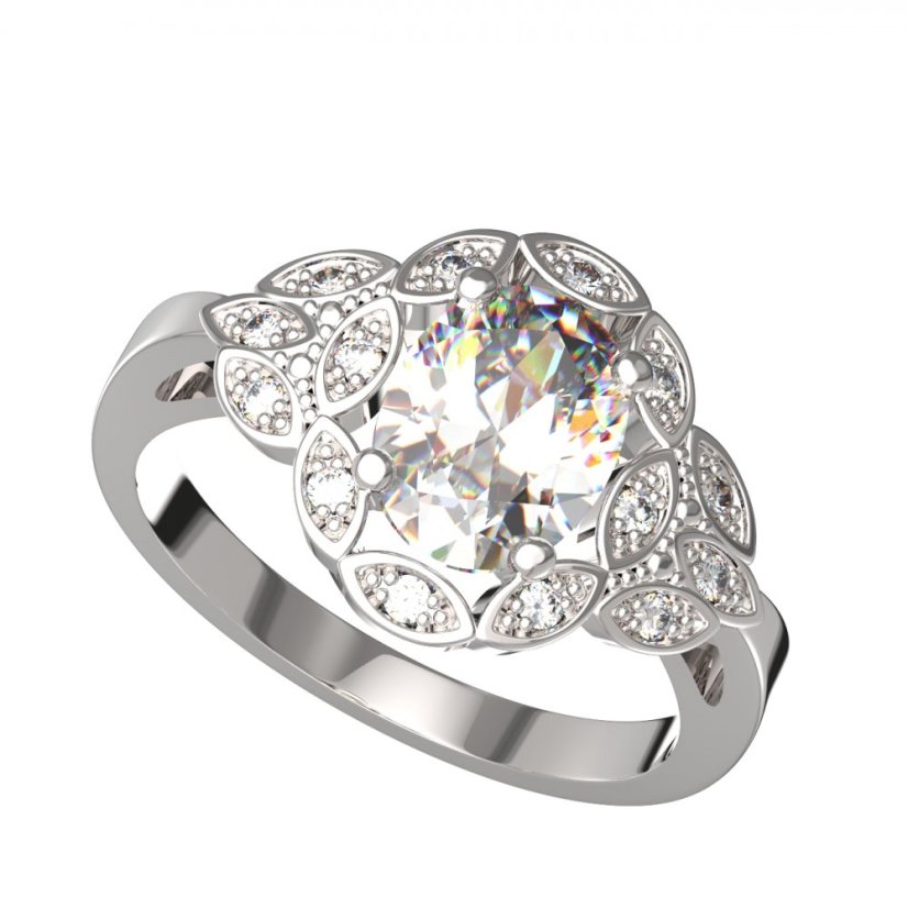 BG zlatý prstýnek 961 Bílé zlato - 585 Diamant