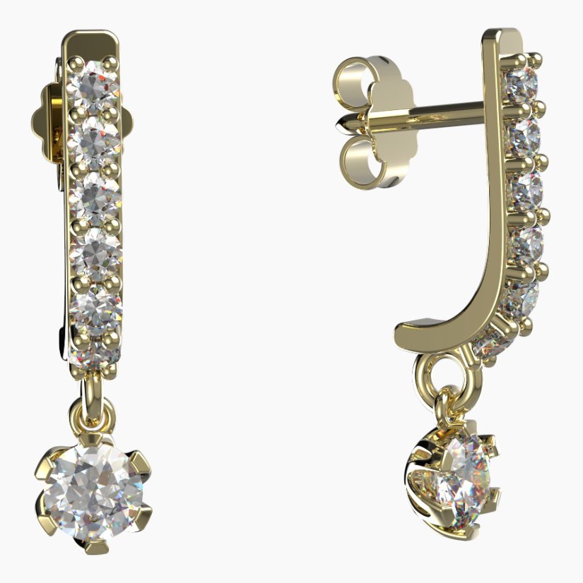 BG zlaté náušnice 870 Bílé zlato - 585 Diamant